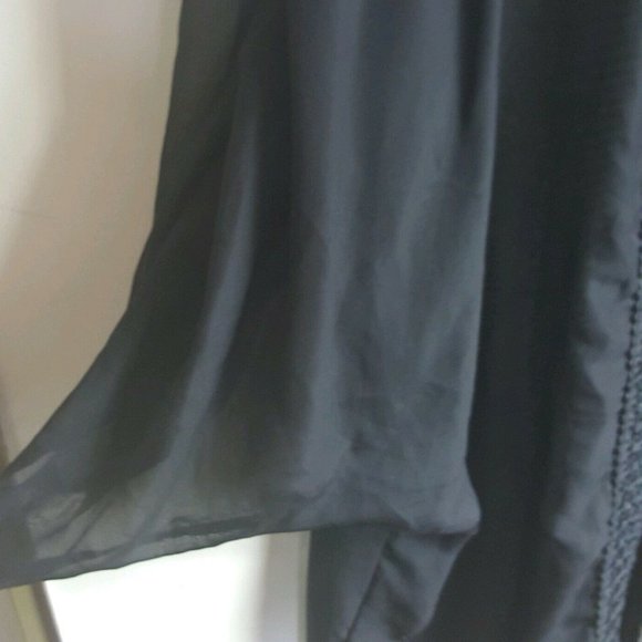 3/$28 NWT black sheer lingerie style kimono cardigan w fringe M - Picture 4 of 8